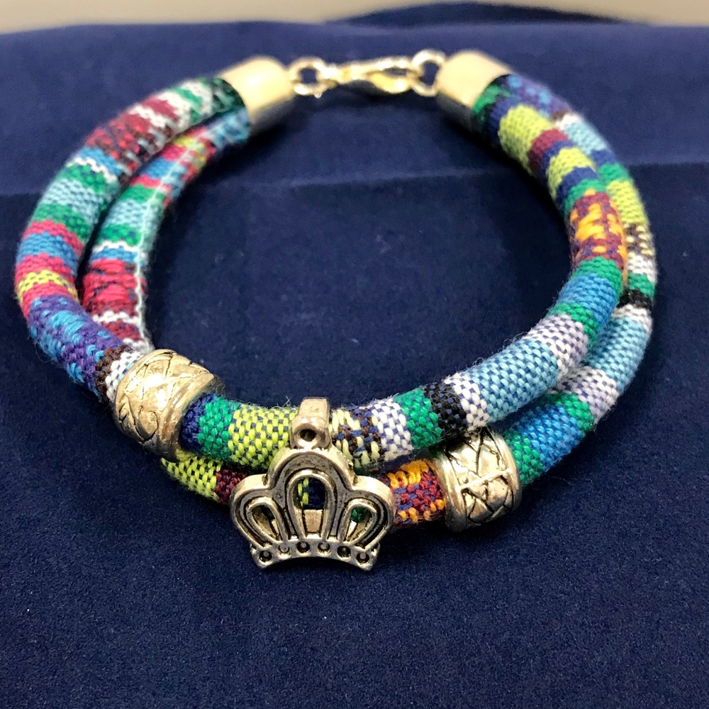 Bohemian Style Woven Double Bracelet with Charm